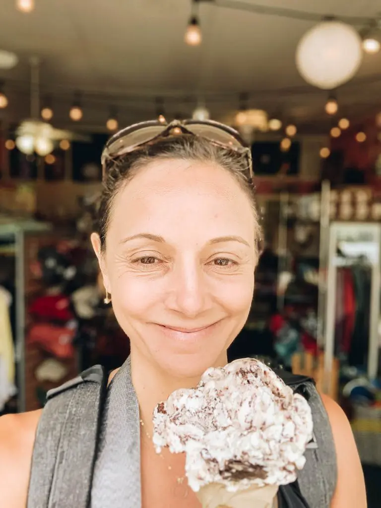 Annette White Eating an Ice Cream Cone on Peaks Island Maine