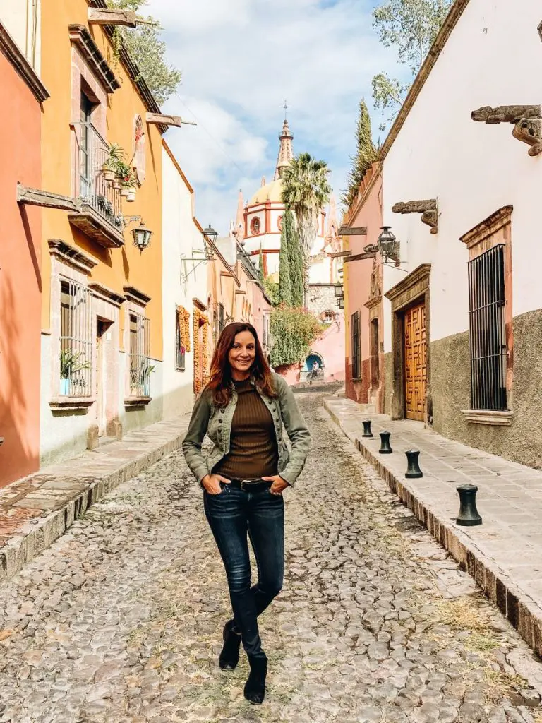 Annette in front of Parroquia de San Miguel Arcangel