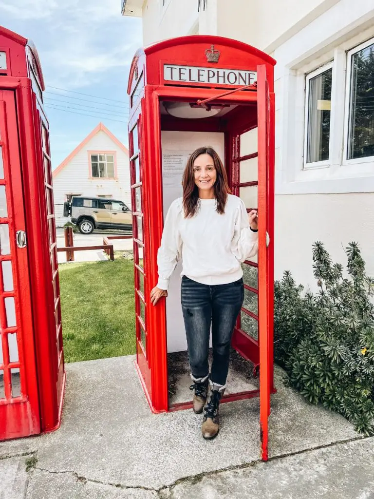Annette at a Red Phone Booth