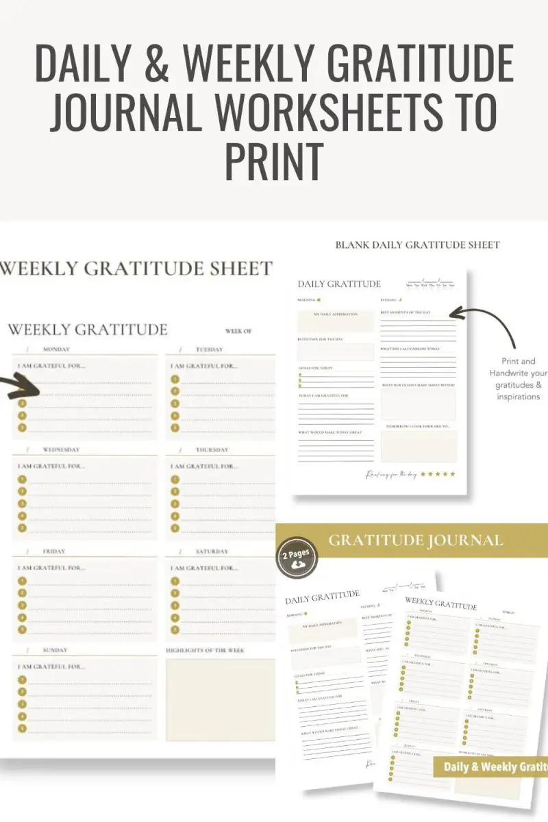 Daily & Weekly Gratitude Journal Worksheets to Print Daily & Weekly Gratitude Journal Worksheets to Print