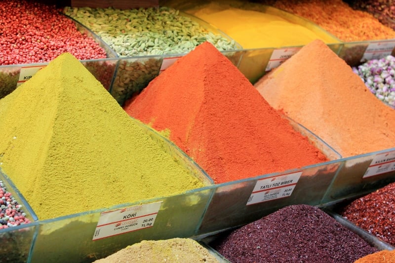 Spices at the Spice Bazaar in Turkey