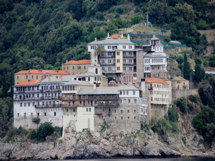 Boat for the Mount Athos Byzantine Monasteries in Halkidiki, Greece
