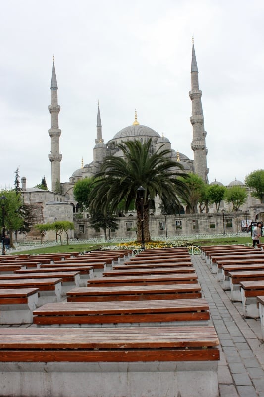 Benches in Front of Blue Mosque in Istanbul