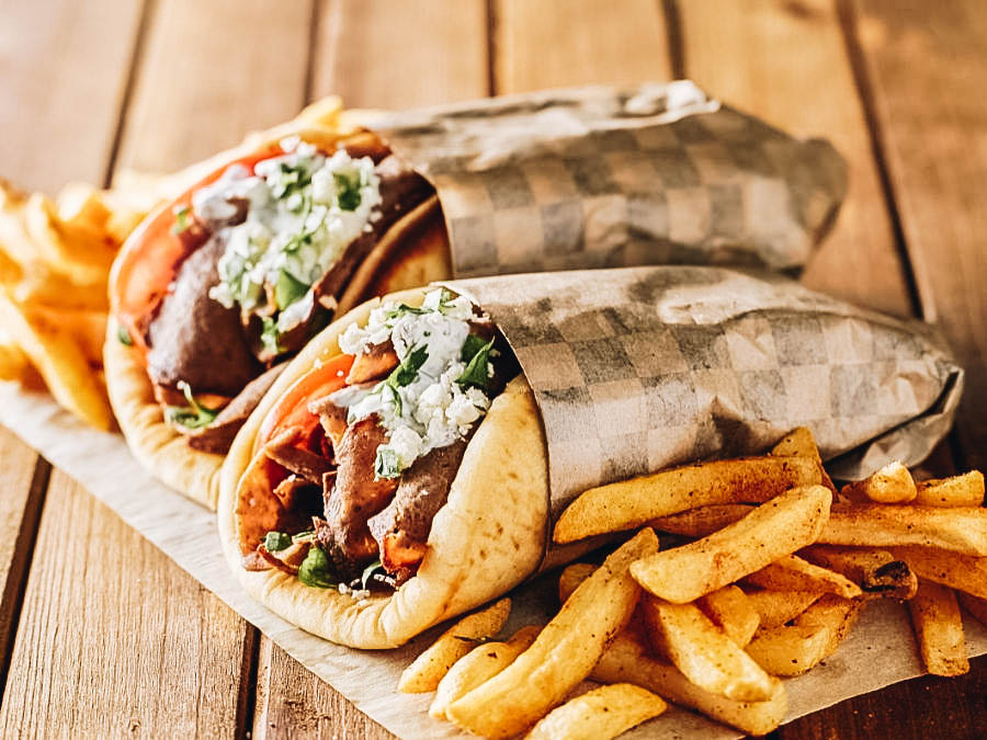 Gyros served with potato fries