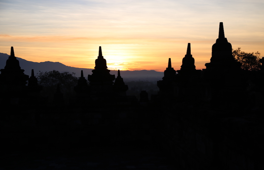 Sunrise at Borobudur Temple Yogyakarta Indonesia