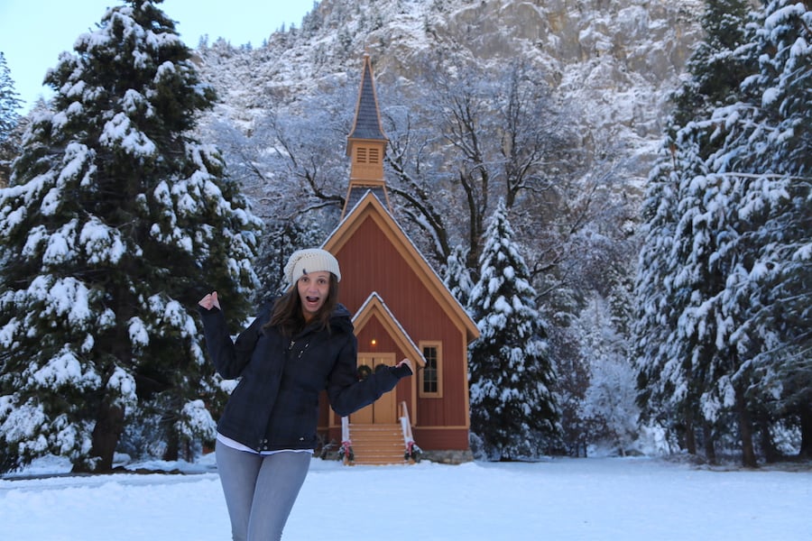 Annette White at the Chapel in the Yosemite Valley
