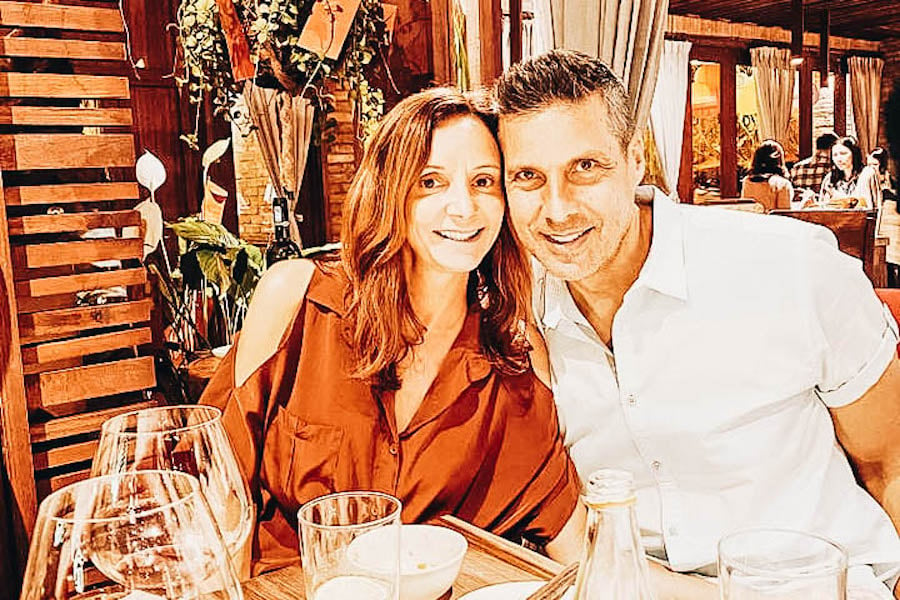 Peter & Annette White having a fancy dinner