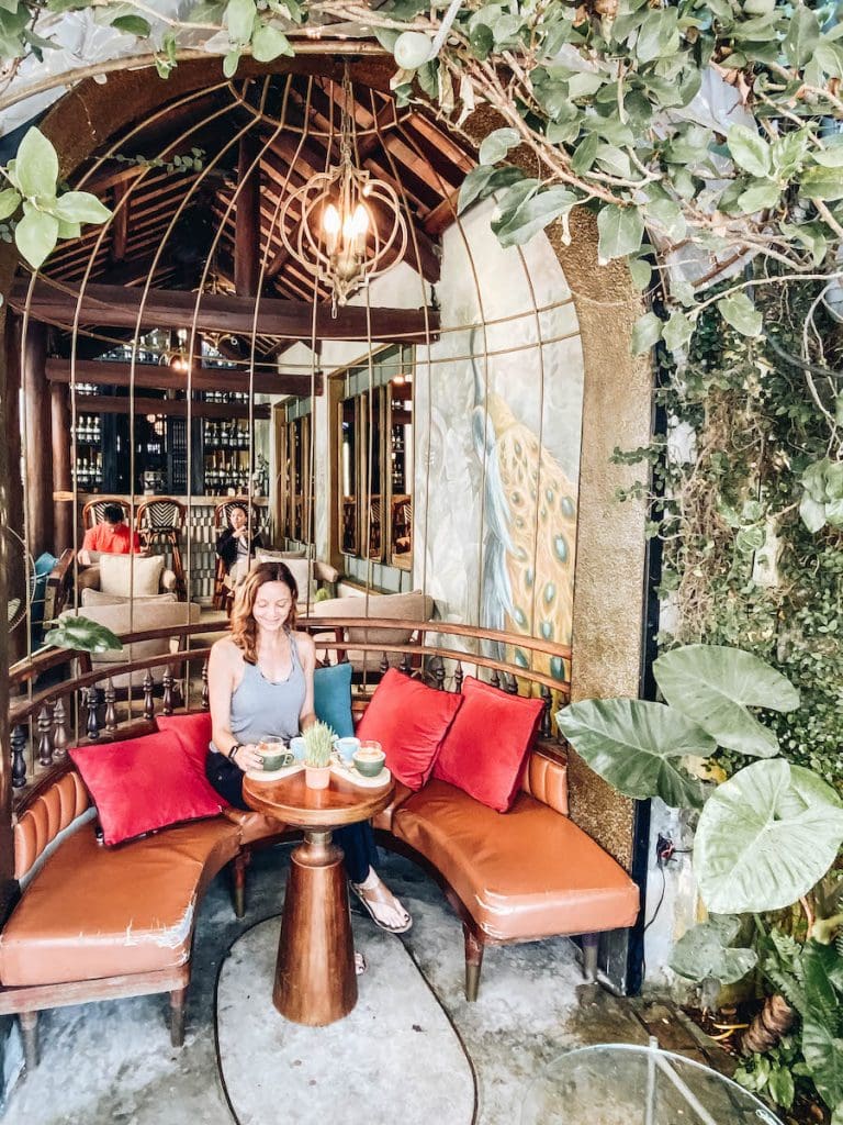 Annette White drinking egg coffee in Hoi An