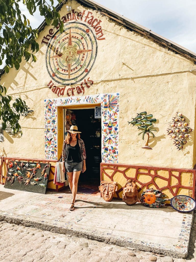 Annette White shopping in historical downtown loreto