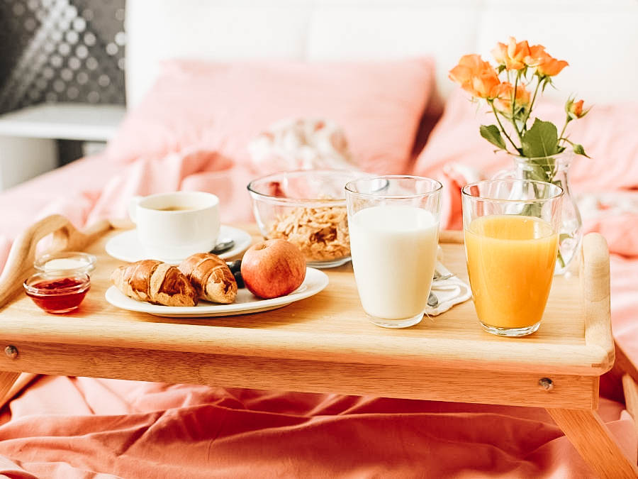 A served breakfast in bed