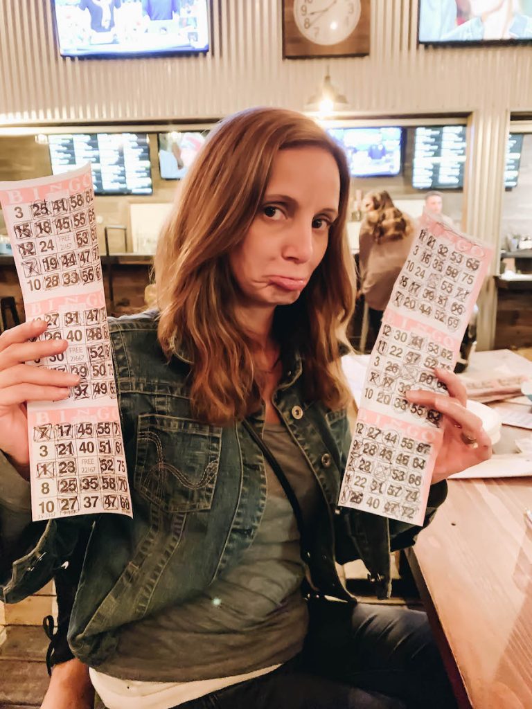 Annette showing her Bingo cards