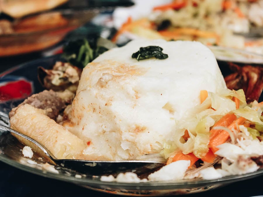 A serving of Ugali on a restaurant