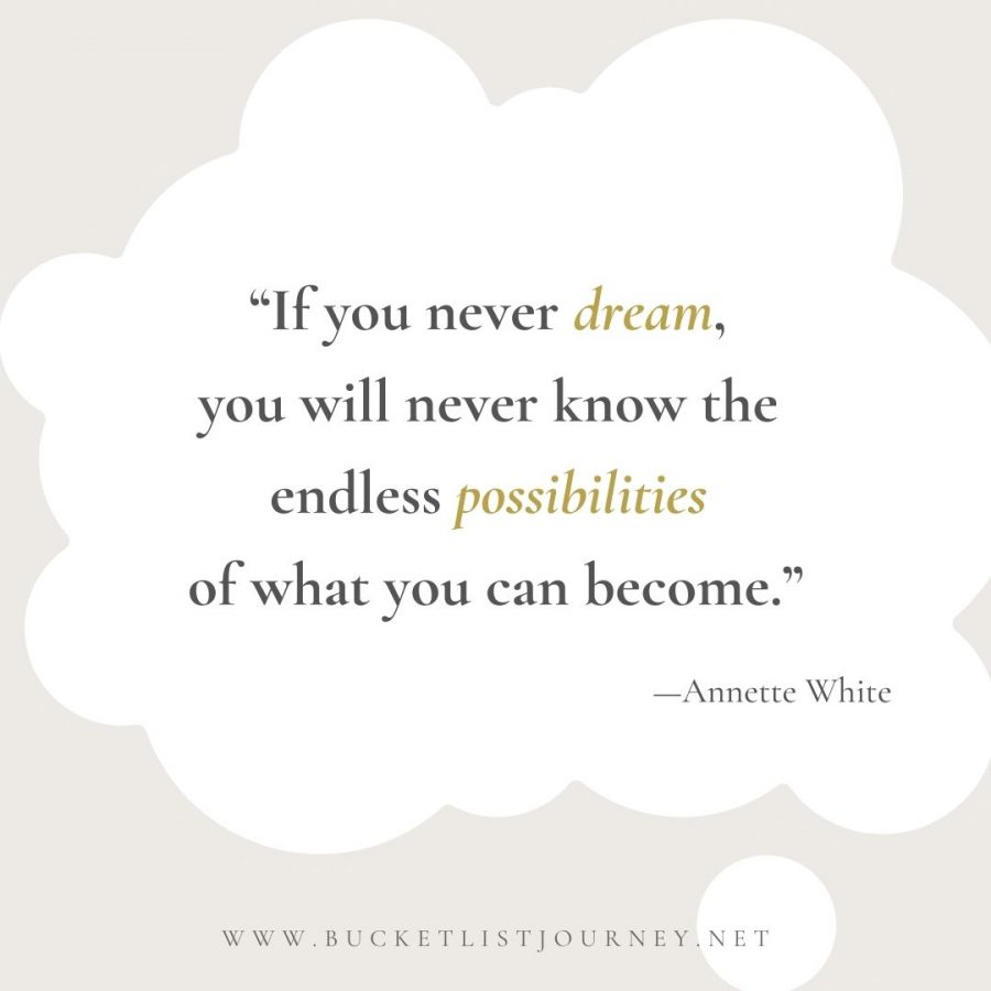 If you never dream, you’ll never know the endless possibilities of what you can become.