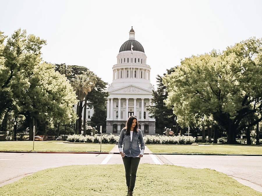 Annette outside the California State Capitol and Museum