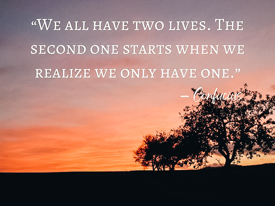 We all have two lives. The second one starts when we realize we only have one.