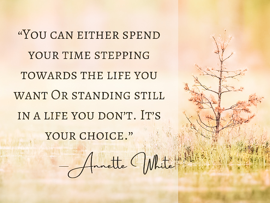 You can either spend your time stepping towards the life you want Or standing still in a life you don’t. It’s your choice.