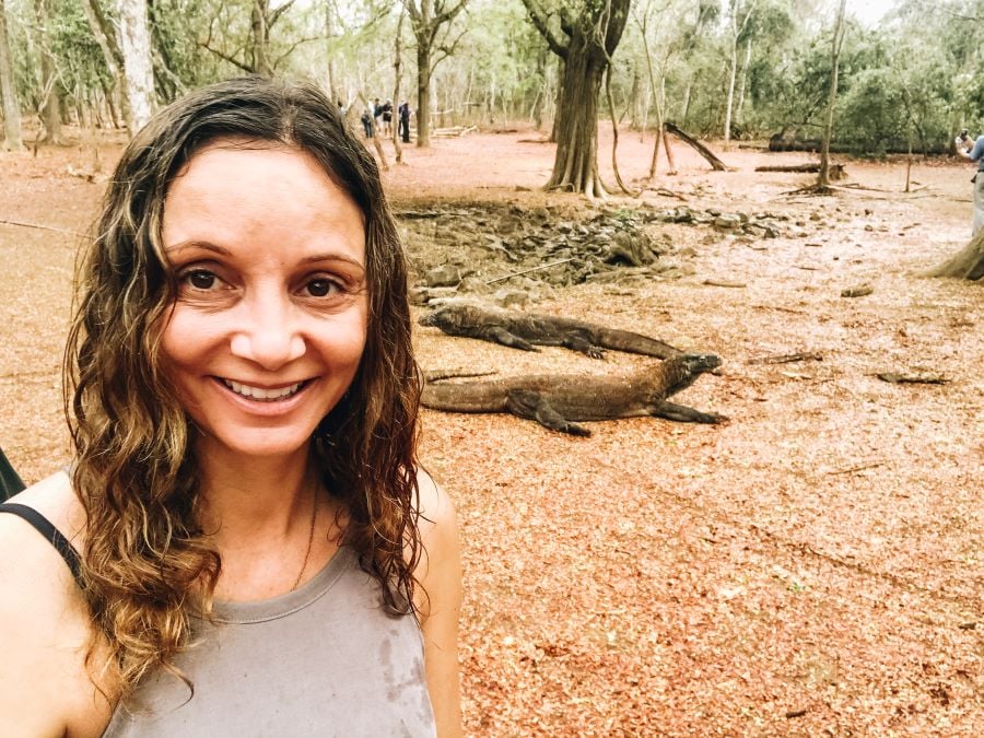 Annette near a Komodo Dragon