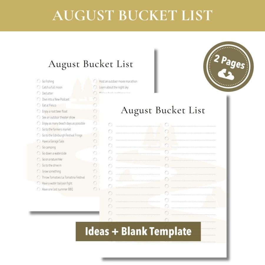 August Bucket List August Bucket List