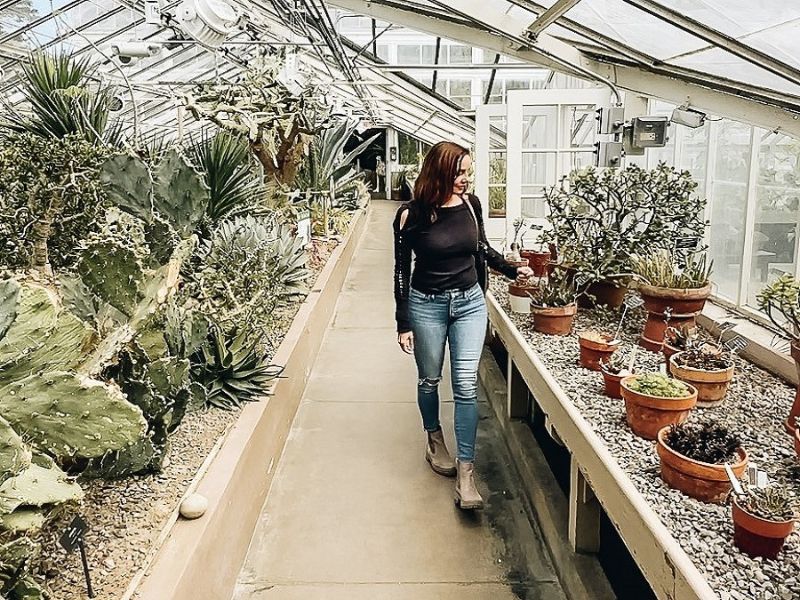 Annette walking on a botanical garden