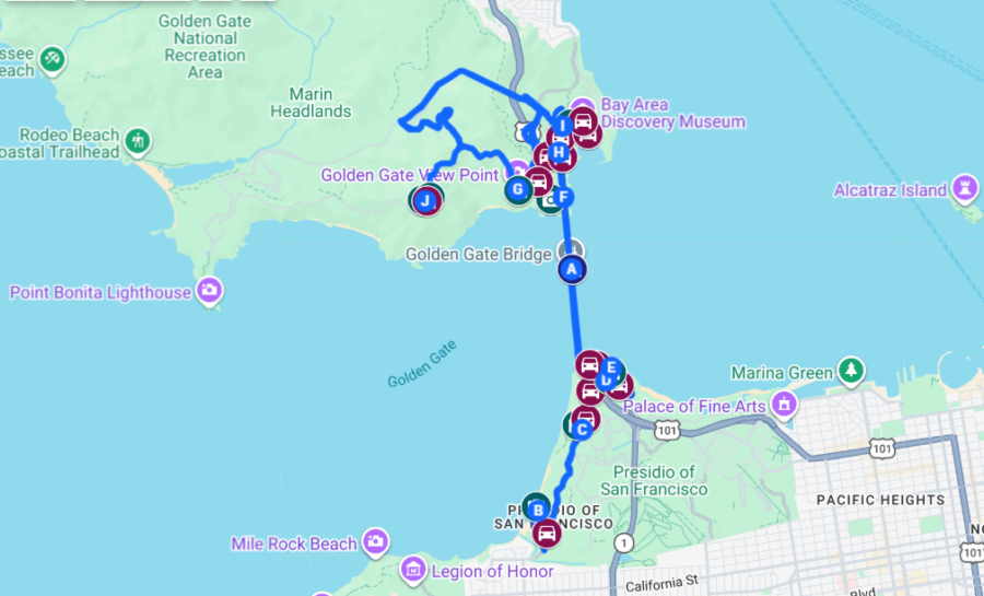 Golden Gate Bridge Driving Map