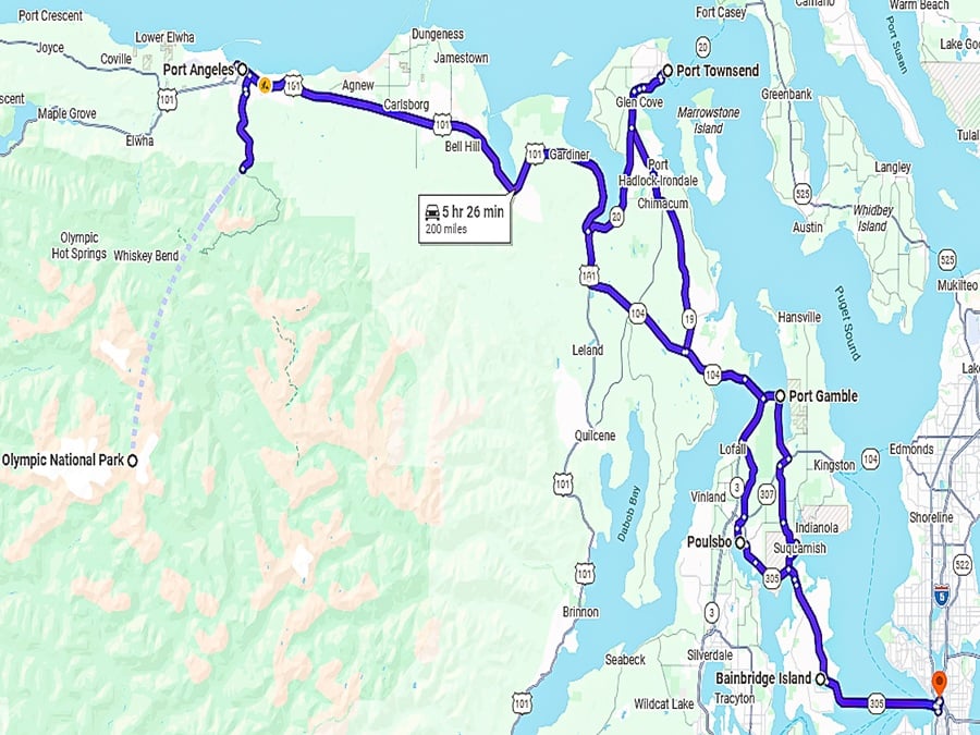 Seattle to Olympic National Park Map