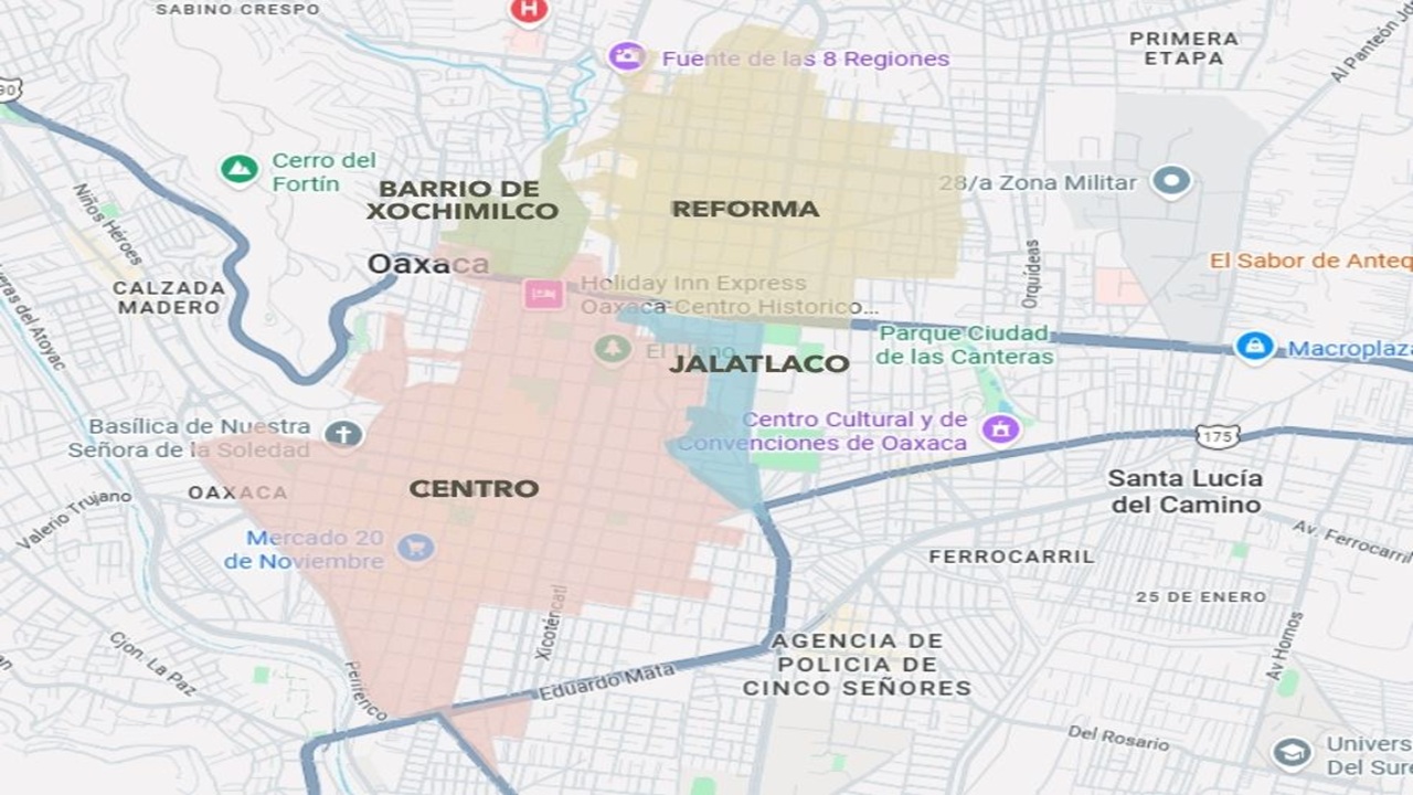 Map Neightboorhood map of Oaxaca City