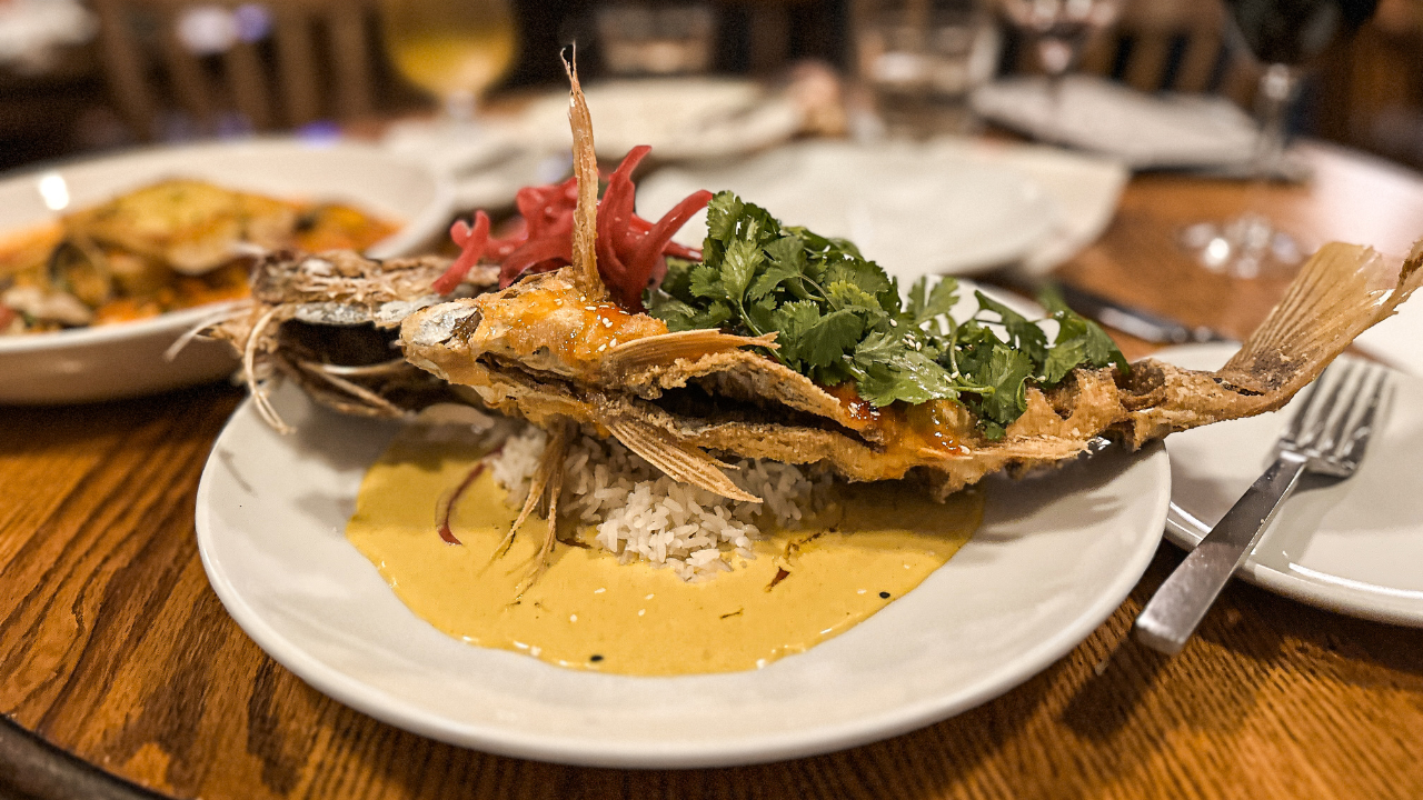 Little River Inn Restaurant cooked fish meal on a white plate